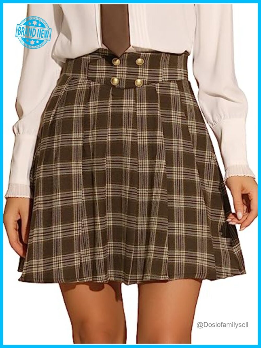 Plaid Mini Skirt High Waist A-Line Pleated Tartan Skirt
